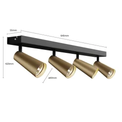 Lucande plafondlamp Angelina, 4-lamps, messing/goud