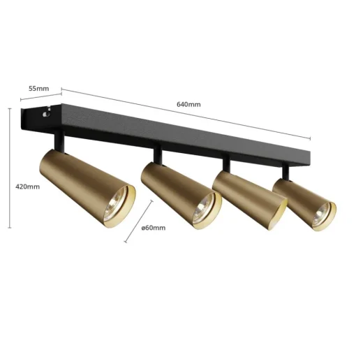 Lucande plafondlamp Angelina, 4-lamps, messing/goud