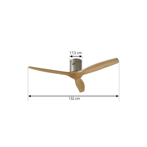 Lucande plafondventilator Vindur, nikkel, DC, stil, Ø 132 cm