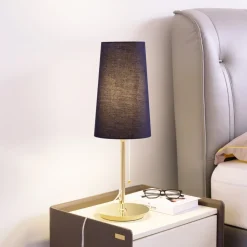 Lucande Pordis tafellamp, messing-zwart