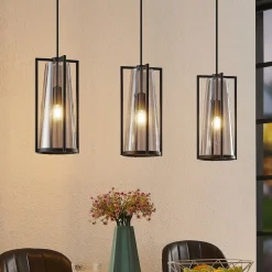 Lucande Rufina hanglamp, 3-lamps, langwerpig
