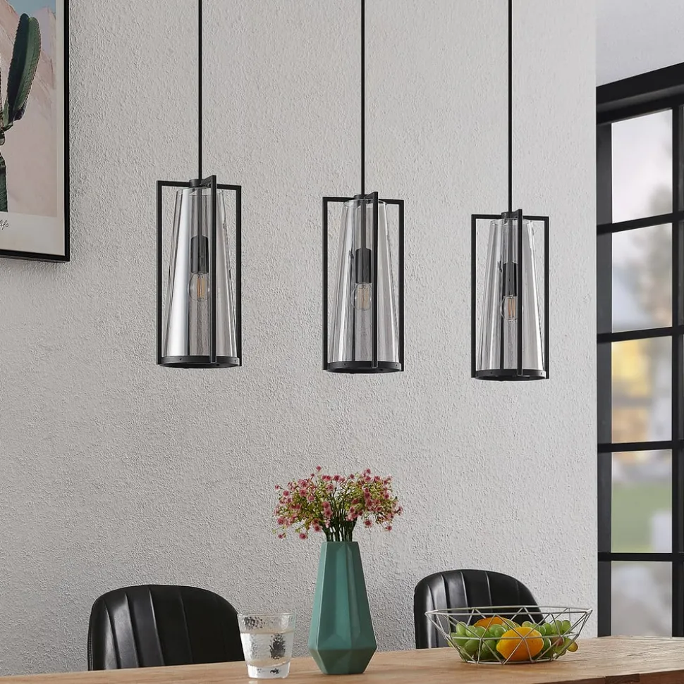 Lucande Rufina hanglamp, 3-lamps, langwerpig