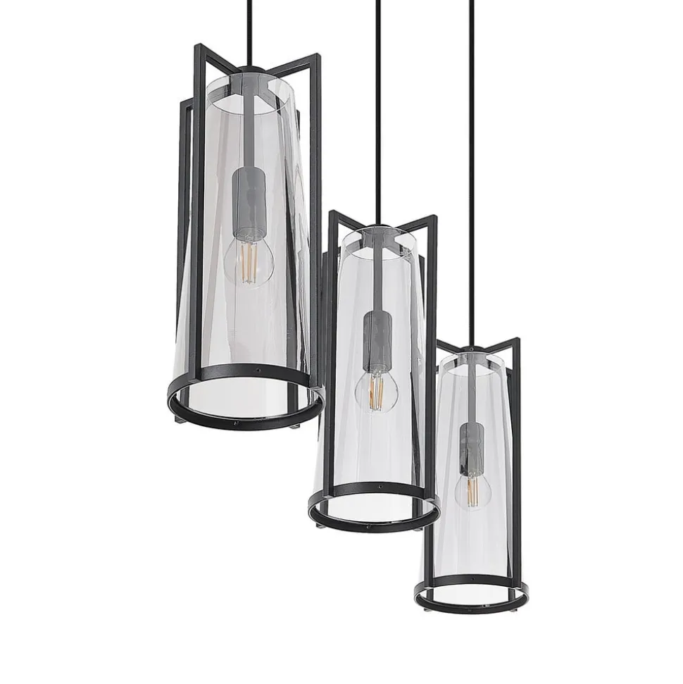 Lucande Rufina hanglamp, 3-lamps, langwerpig