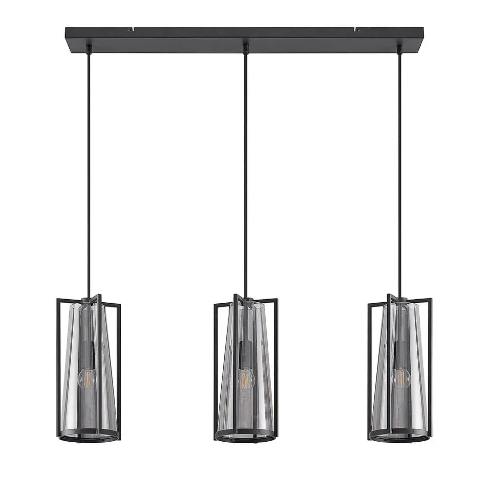 Lucande Rufina hanglamp, 3-lamps, langwerpig