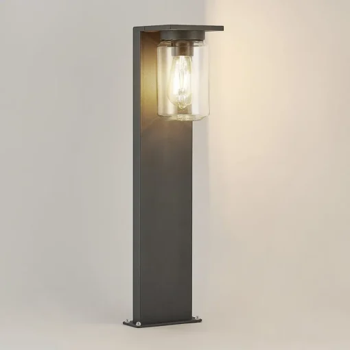 Lucande Semka tuinpadverlichting, 65 cm, antraciet, glas, aluminium
