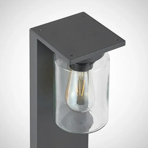 Lucande Semka tuinpadverlichting, 65 cm, antraciet, glas, aluminium