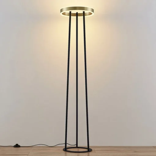 Lucande Seppe LED vloerlamp, messing