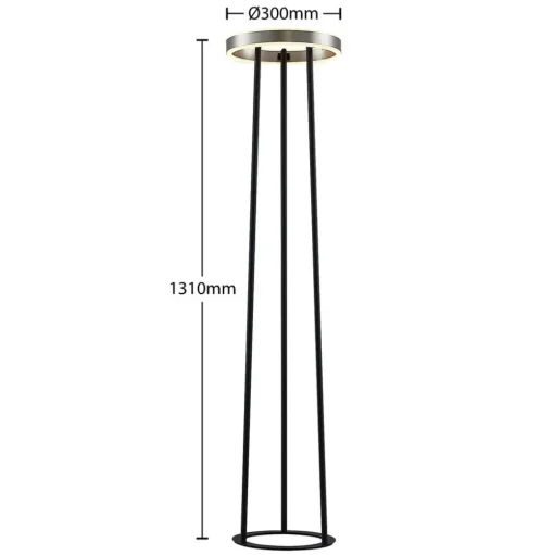 Lucande Seppe LED vloerlamp, Ø 30 cm, nikkel