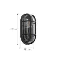 Lucande Serine buitenwandlamp, 27,1 cm, zwart, aluminium