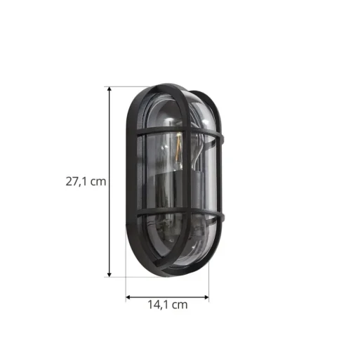 Lucande Serine buitenwandlamp, 27,1 cm, zwart, aluminium