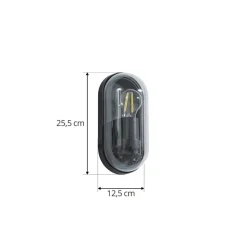 Lucande Serine buitenwandlamp, 25,5 cm, zwart, aluminium