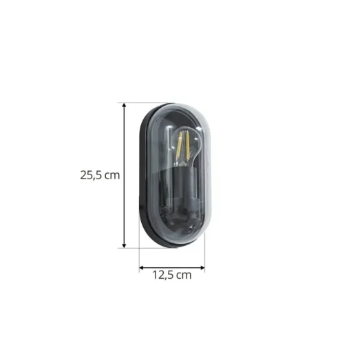 Lucande Serine buitenwandlamp, 25,5 cm, zwart, aluminium
