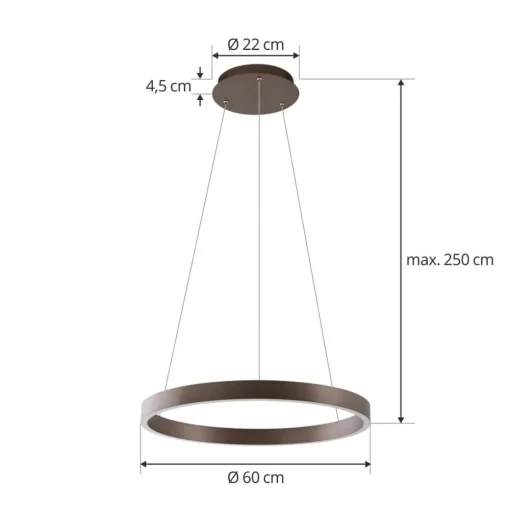 Lucande Slimme hanglamp Yonam, koffie, 1-lamp, Tuya