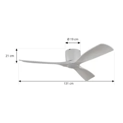 Lucande Smart LED plafondventilator Moneno, wit, DC, Tuya