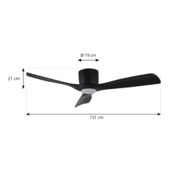Lucande Smart LED plafondventilator Moneno, zwart, DC, Tuya