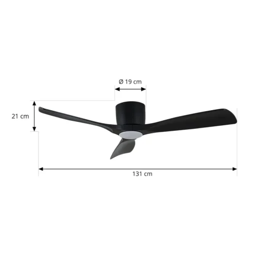 Lucande Smart LED plafondventilator Moneno, zwart, DC, Tuya