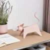Lucande tafellamp Idalina, kat, roze, ijzer, 38 cm