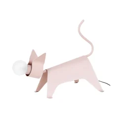 Lucande tafellamp Idalina, kat, roze, ijzer, 38 cm