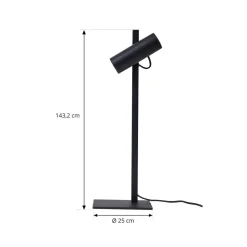 Lucande tafellamp Lysias, zwart, metaal, hoogte 55cm