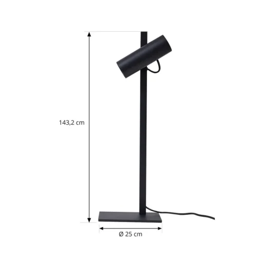 Lucande tafellamp Lysias, zwart, metaal, hoogte 55cm