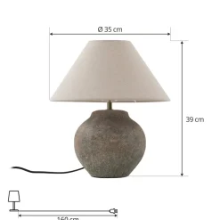 Lucande tafellamp Thalorin, hoogte 39 cm, bruin, keramiek