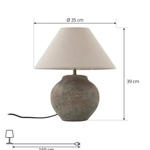 Lucande tafellamp Thalorin, hoogte 39 cm, bruin, keramiek