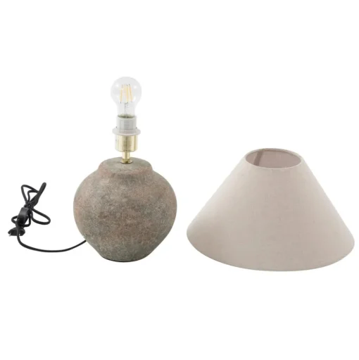 Lucande tafellamp Thalorin, hoogte 39 cm, bruin, keramiek