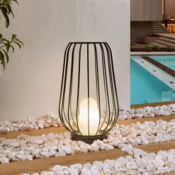 Lucande terraslamp Chandan, 52,7 cm, zwart, aluminium