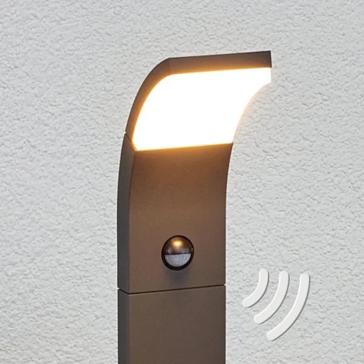 Lucande Timm LED tuinpadverlichting, sensor, 100cm, antraciet, IP54