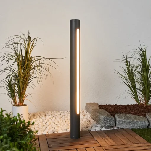 Lucande Tomas LED tuinpadverlichting, 75 cm, donkergrijs, IP54