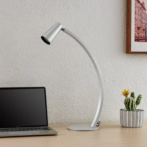 Lucande Velanoris tafellamp, geborsteld aluminium