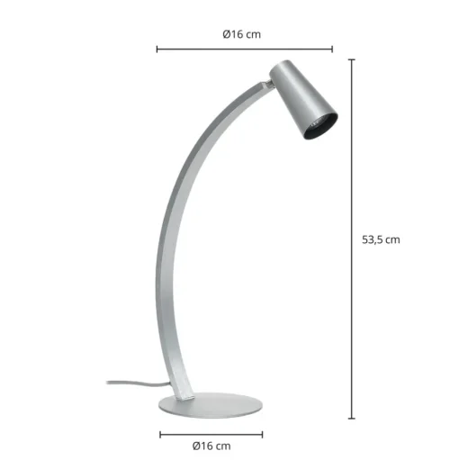 Lucande Velanoris tafellamp, geborsteld aluminium