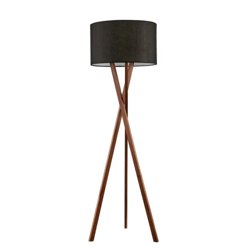 Lucande vloerlamp Auriane, driepoot, zwart, stof, 160 cm