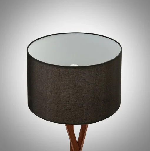 Lucande vloerlamp Auriane, driepoot, zwart, stof, 160 cm