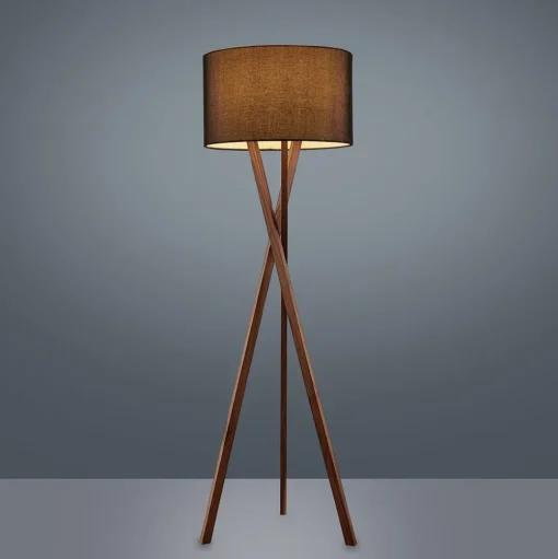 Lucande vloerlamp Auriane, driepoot, zwart, stof, 160 cm