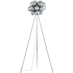 Lucande vloerlamp Diborah, rookgrijs, glas, 150 cm, G9