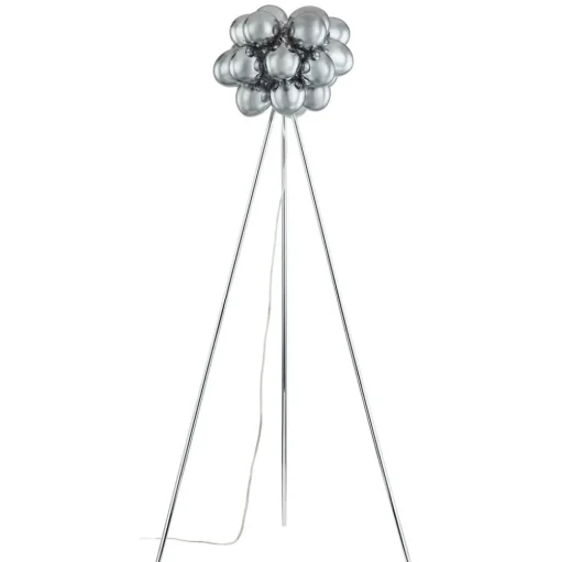 Lucande vloerlamp Diborah, rookgrijs, glas, 150 cm, G9