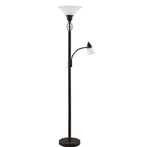 Lucande vloerlamp Dunja, wit/roest, metaal, leeslamp