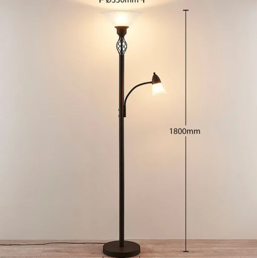 Lucande vloerlamp Dunja, wit/roest, metaal, leeslamp