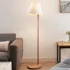 Lucande vloerlamp Jinda, wit, hout, stof, 160 cm, E27