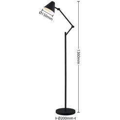 Lucande vloerlamp Phina, zwart/wit, verstelbaar, E27