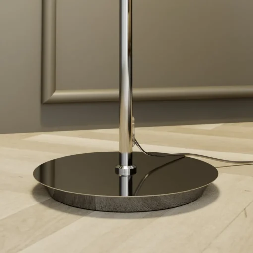 Lucande vloerlamp Pordis, 155cm, chroom, wit, metaal, textiel