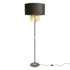 Lucande Vloerlamp van stof met bladdecoratie