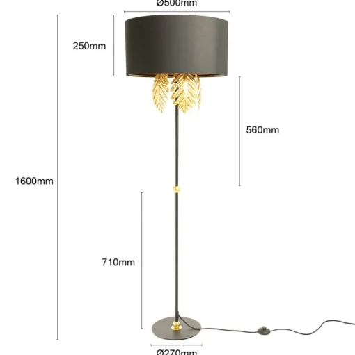 Lucande Vloerlamp van stof met bladdecoratie