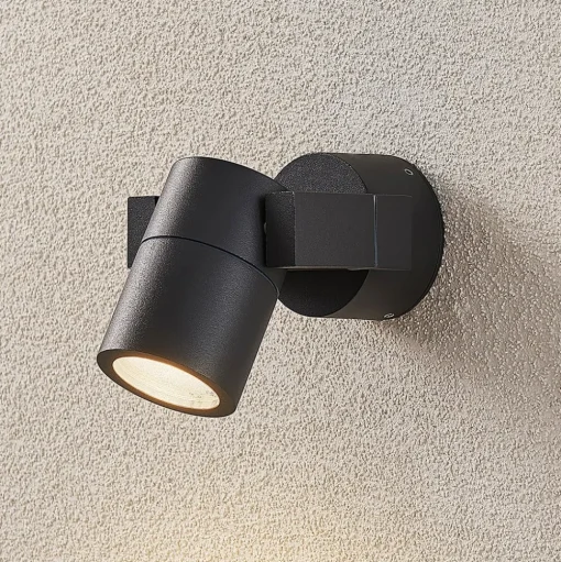 Lucande wandspot Kavuna, rond, antraciet, IP54