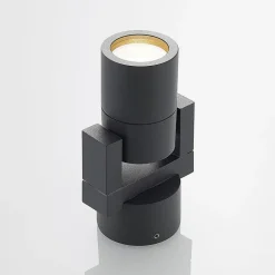 Lucande wandspot Kavuna, rond, antraciet, IP54