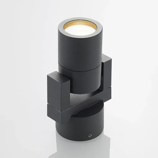 Lucande wandspot Kavuna, rond, antraciet, IP54