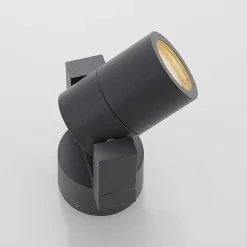 Lucande wandspot Kavuna, rond, antraciet, IP54