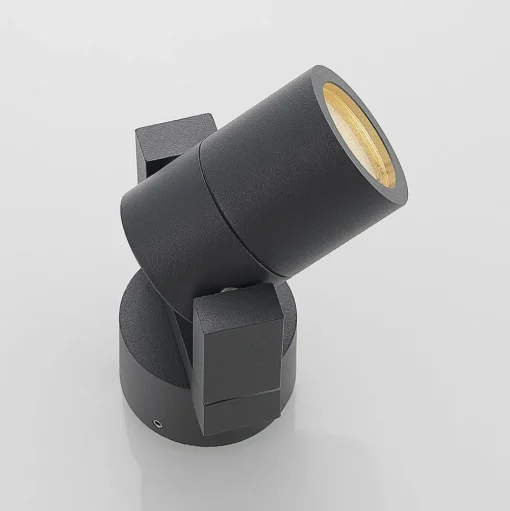 Lucande wandspot Kavuna, rond, antraciet, IP54