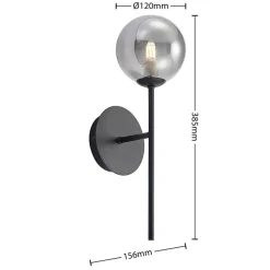 Lucande Wynona wandlamp, 1-lamps, zwart